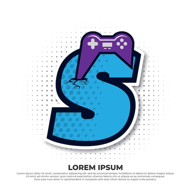 Letter S with game icon Gaming Console Esport Logo Designs with pop style