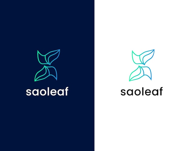 letter s with leaf logo design template