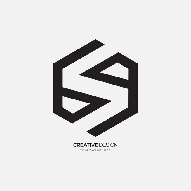 Letter S with negative space hexagon shape creative modern monogram logo