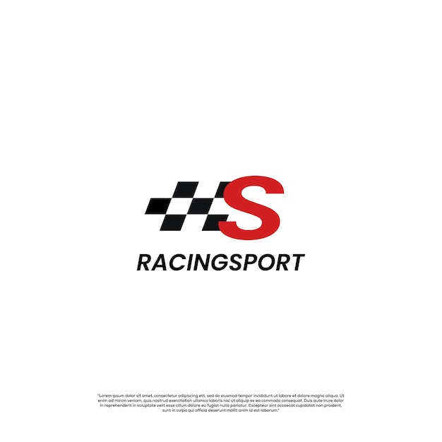 Letter S with racing flag icon template logo design