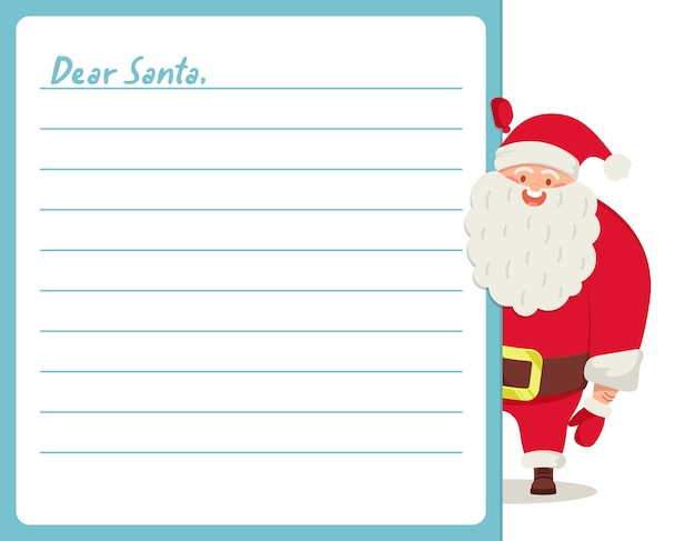 Vector letter to santa claus. dear santa. vector illustration