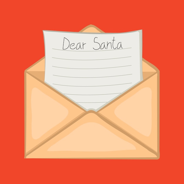 Letter to Santa Claus in an envelope. The children message. Cartoon icon