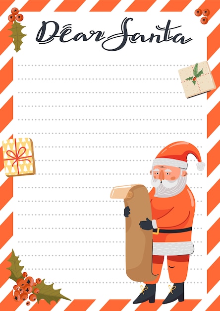 Vector letter to santa claus template.