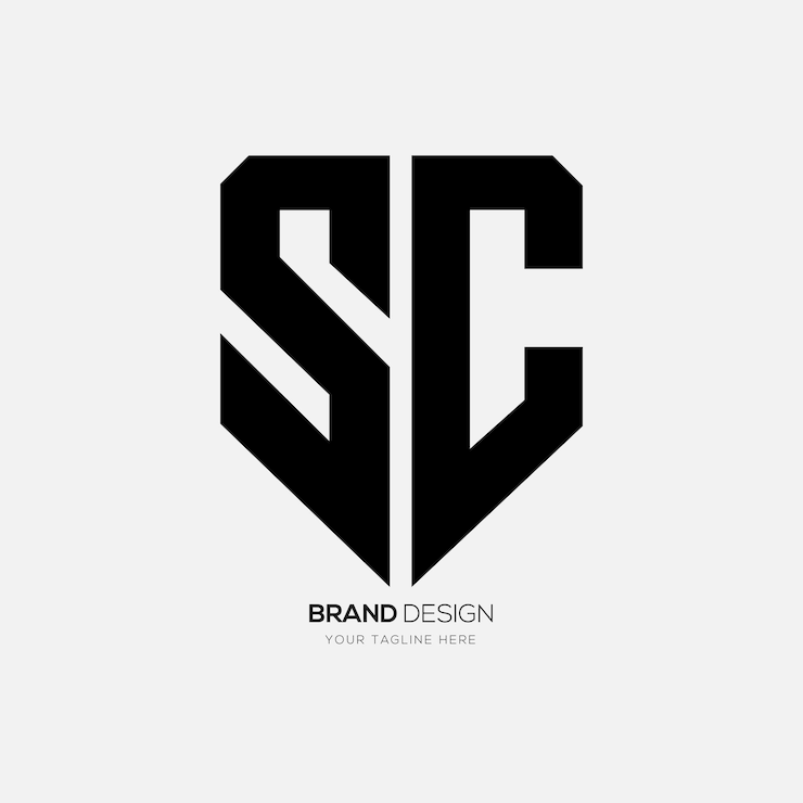 Vector 방패 모양의 글자 sc 보안 비즈니스 모노그램 로고 디자인 아이디어