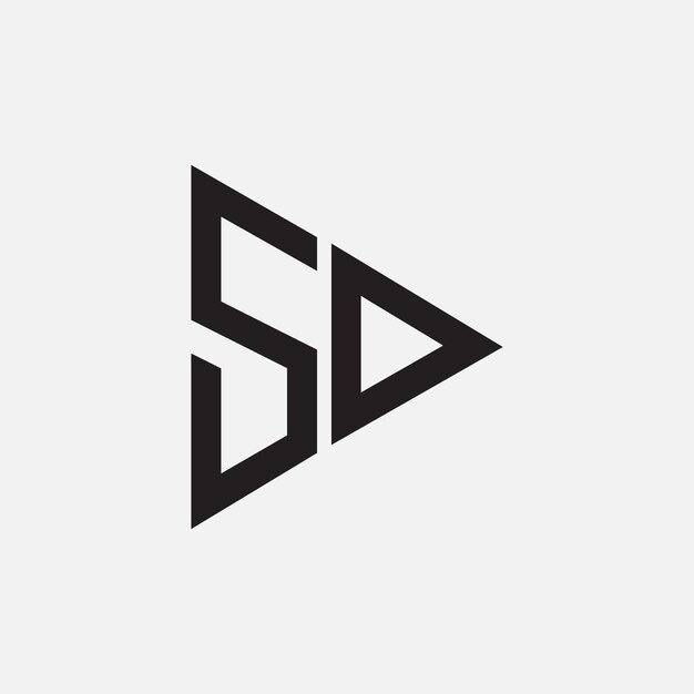 Letter Sd with play shape triangle monogram logo