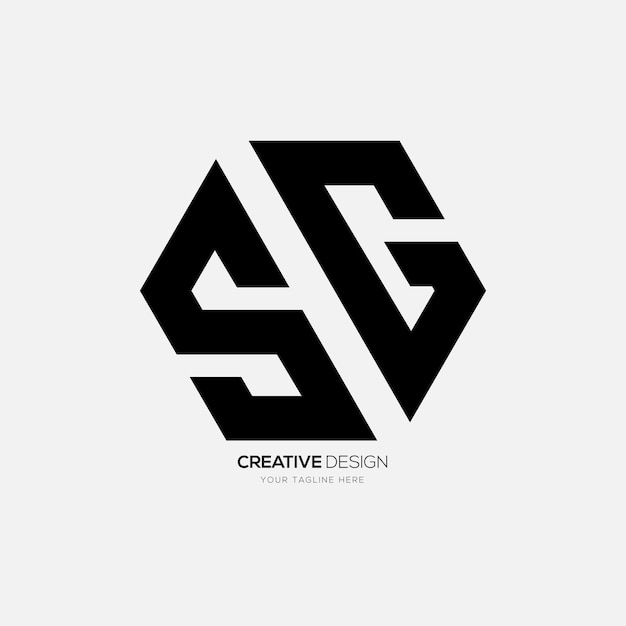 Letter Sg or Gs hexagon shape creative unique modern monogram abstract logo