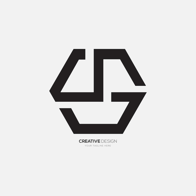 문자 SG 또는 GS 육각형 독특한 모양의 창의적이고 현대적인 다각형 모노그램 로고