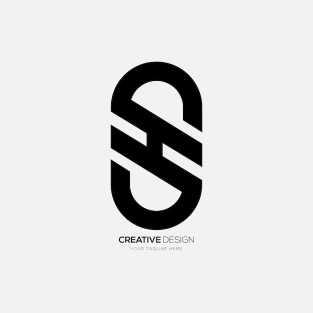 Vector letter sh modern shape with unique abstract flat monogram geometric logo