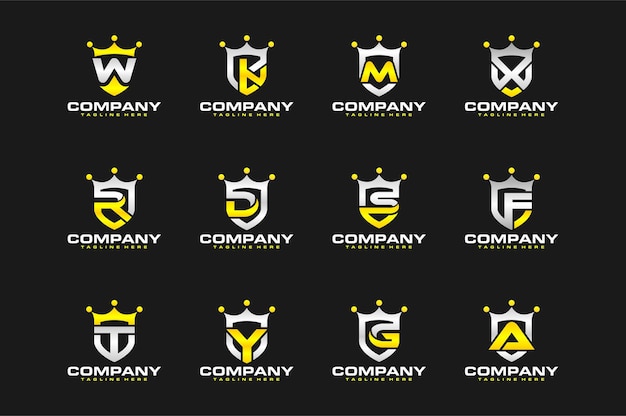 letter shield crown bundle logo