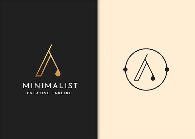 Letter A simple logo design line concept