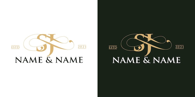 Letter sj name wedding invitation logo template