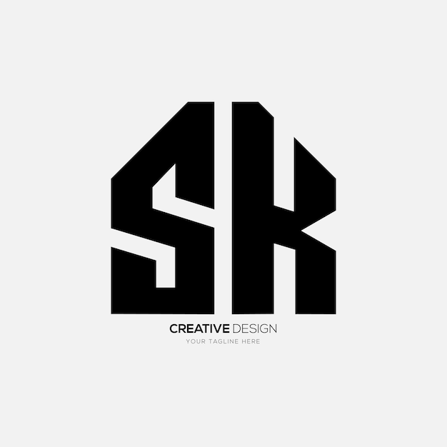 Logo tipografico del branding aziendale monogramma piatto creativo letter sk