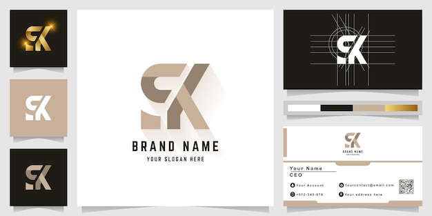 Letter sK or gK monogram logo with business card design