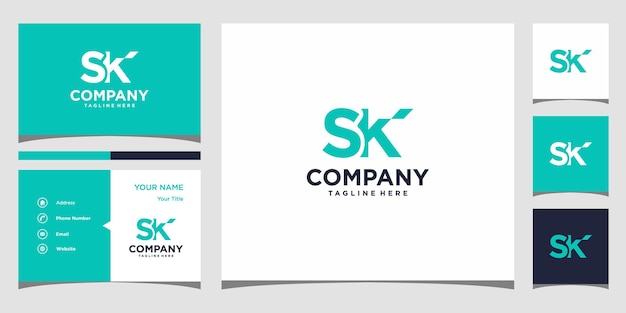 Vector letter sk-logo-ontwerp en visitekaartje premium vector