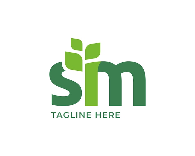 Vector letter sm leaf nature logo