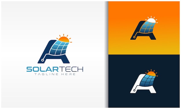 Letter A Solar Tech Energy Logo