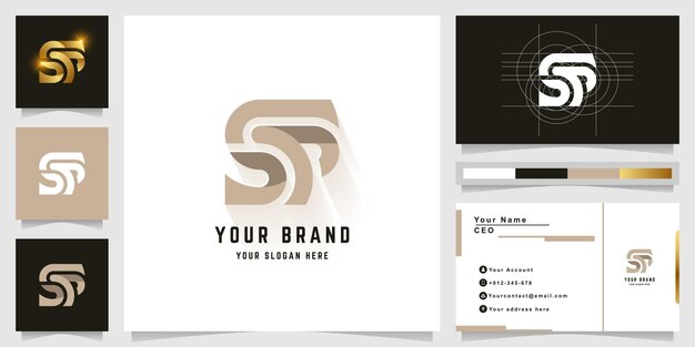 Letter SP or SS monogram logo with business card design