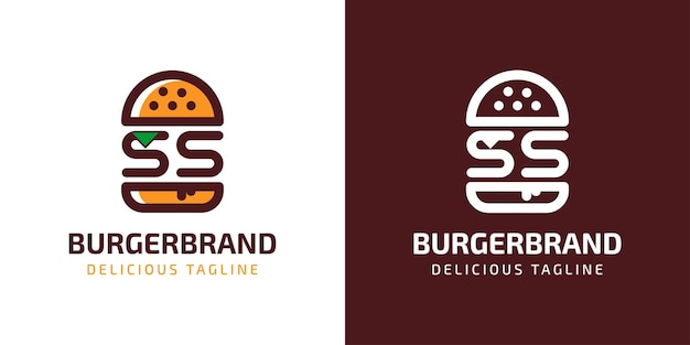 Letter ss burger logo adatto a qualsiasi attività commerciale legata all'hamburger con iniziali s o ss