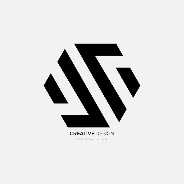 Vettore logo astratto monogramma moderno unico creativo di forma esagonale della lettera ss
