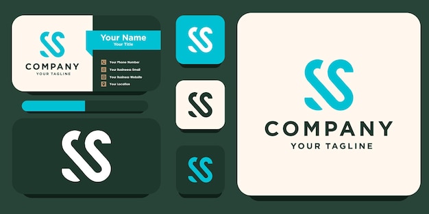 名刺デザインプレミアムベクトルプレミアムベクトルと文字SSモノグラムロゴ