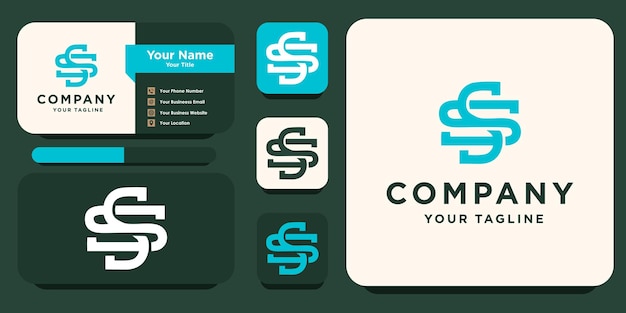 Letter SS monogram logo with business card design premium vector Premium Vector