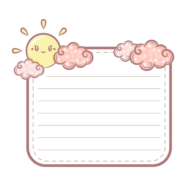 letter sun and clouds frame note with pastel coloring for writing