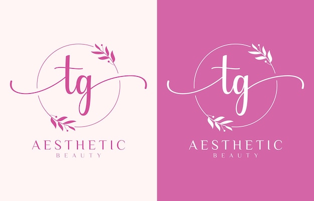 letter t beauty logo with flourish ornament