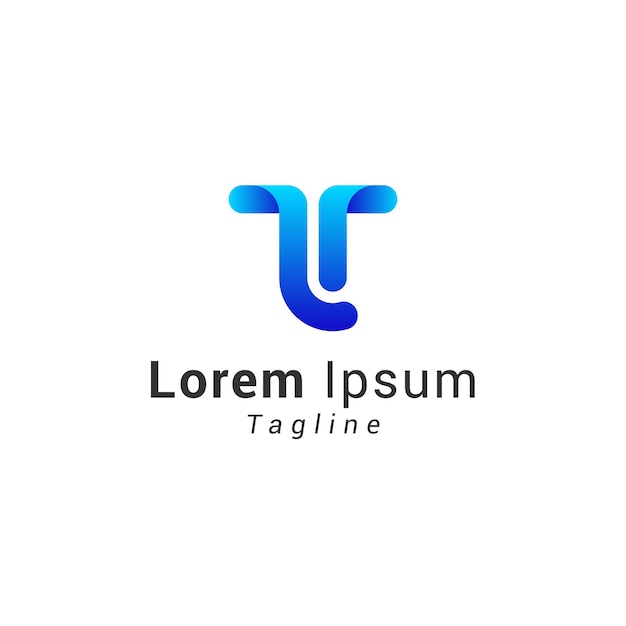 Letter T blue gradient color logo