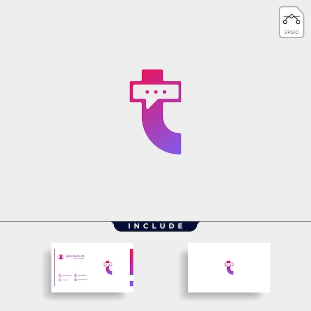 Letter t chat talk logo template vector design message icon