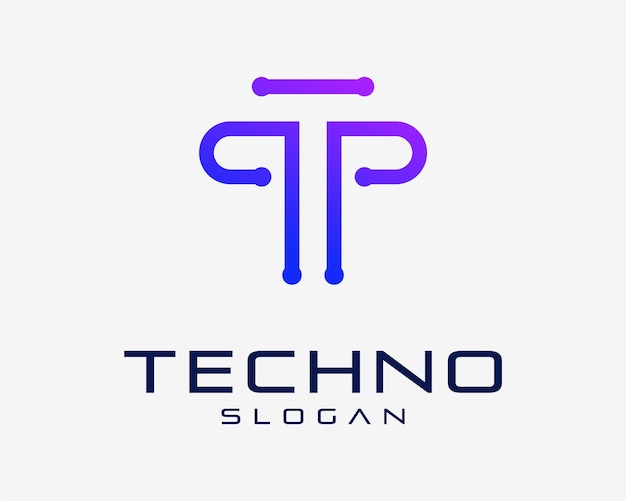 Vector letter t circuit technology digital connection tech system network line modern vector logo design