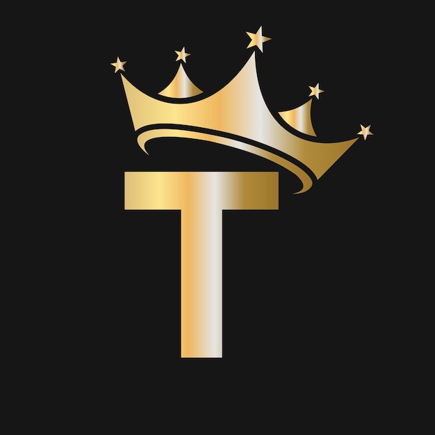 Letter T Crown Logo Crown Logo op Letter T-sjabloon voor Beauty Fashion Star elegante luxe teken