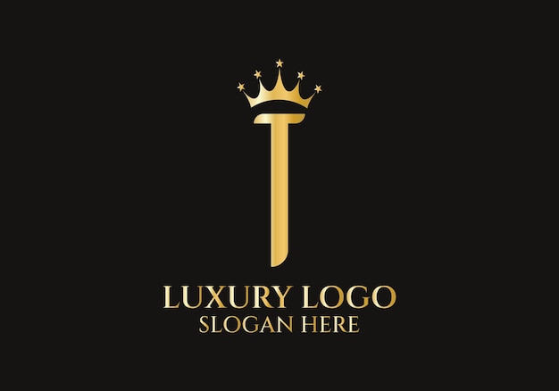 Letter T Crown-logo voor elegant en luxe symbool