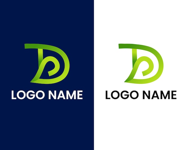 letter t and d with leaf modern logo design template