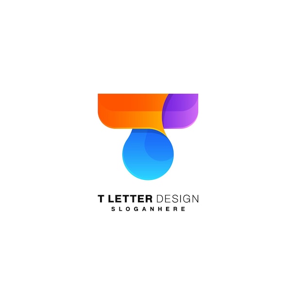 Vector letter t design logo template gradient colorful