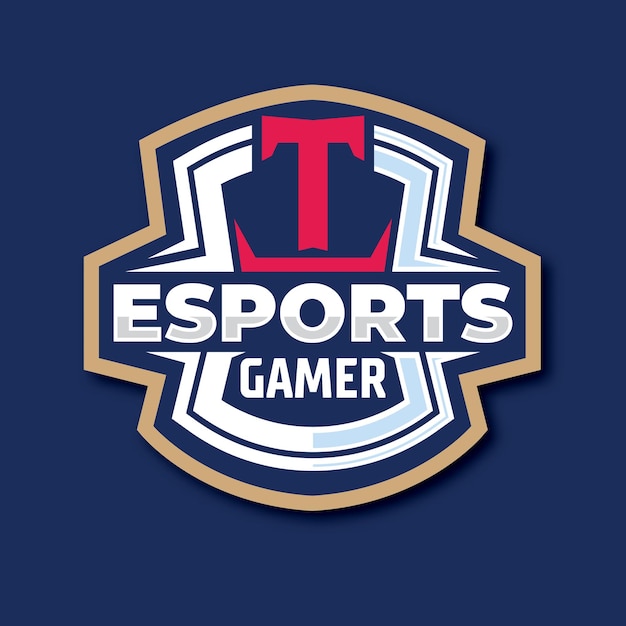 Letter T esport logo badge afbeelding Kampioen sportcompetitie logo embleem badge afbeelding