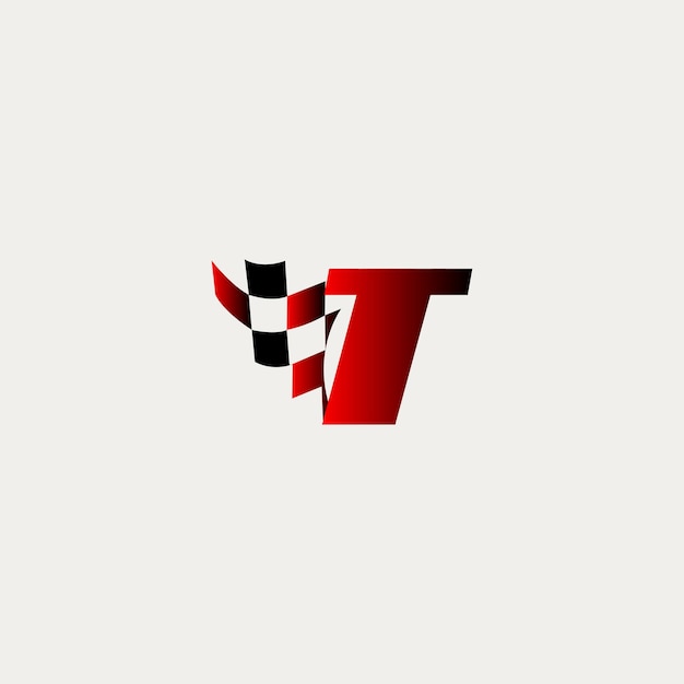 Letter T flag racing race design vector