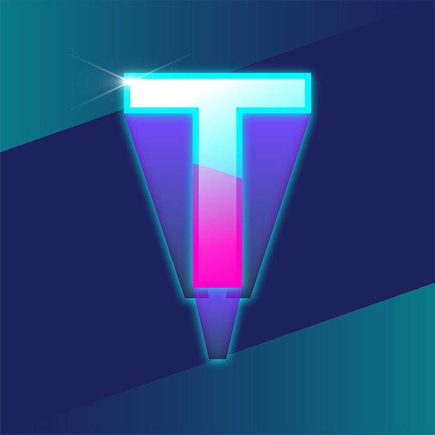 Vector letter t glow logo