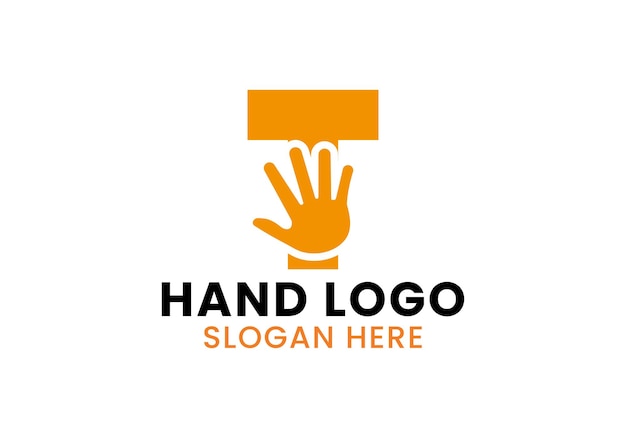 手のケア、チャリティー サインと寄付ロゴ シンボルの手紙 T 手ロゴのコンセプト