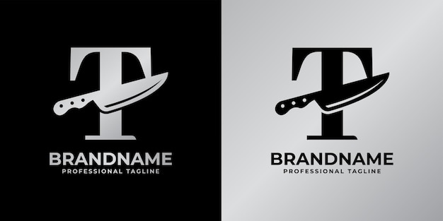 Буква T Knife Logo Подходит для любого бизнеса, связанного с ножом, с инициалом T