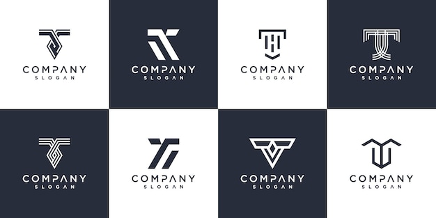 Letter t logo collection with modern concept premium vector