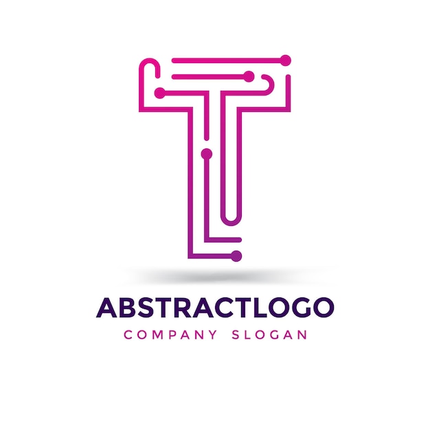 Letter t-logo dots ontwerpen kleurrijke digitale technologie gestippelde lijnen t vector sjabloon