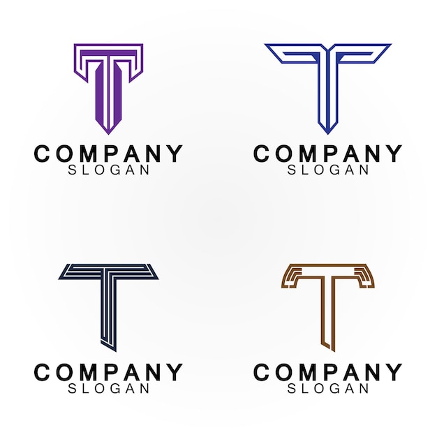 T文字のロゴアイコンのデザインテンプレート
