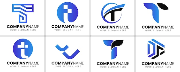 Letter t logo icon set