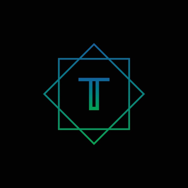 Letter T Logo Letter Design Vector op zwarte achtergrond
