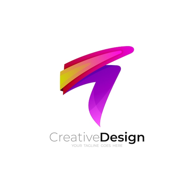 Letter T logo ontwerp vector eenvoudig ontwerp bedrijf 3D-stijl