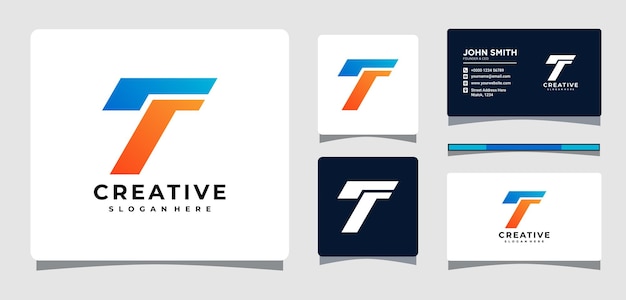 Letter t logo template with business card design inspiration