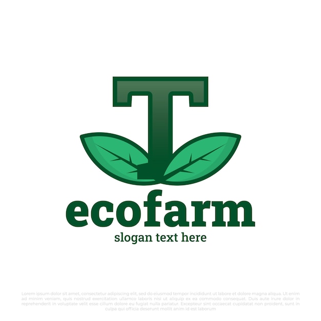 Logo lettera t con vettore icona foglie isolato su sfondo bianco logo di lusso con foglie di natura