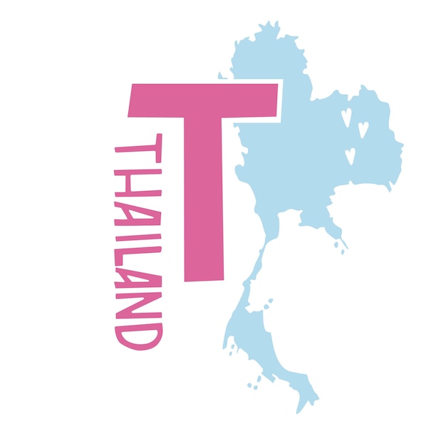 Letter T and map of Thailand