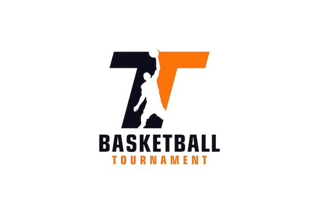 Letter T met basketbal Logo Design Vector Design Template Elementen voor Sport Team