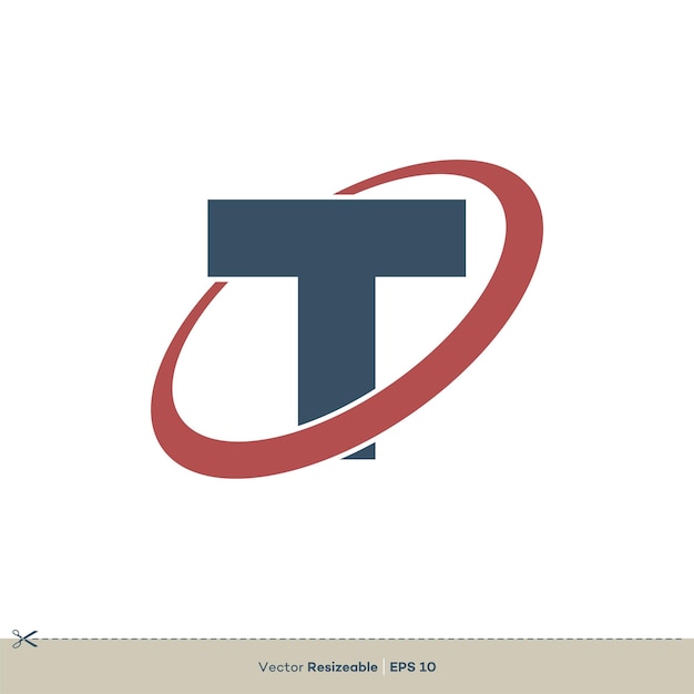 Letter T met Orbit Ring vector Logo Template Illustratie Ontwerp Vector EPS 10